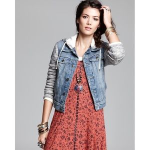 Free People Denim and Knit Hoodie